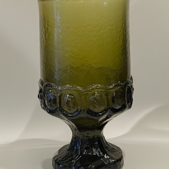 Tiffin Franciscan Madeira avocado green Glass heavy steamed Goblet Glasswear - Picture 2 of 7
